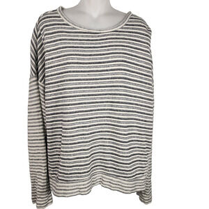 Lou & Grey Womens Sweater Size XL Striped Blue Off White Pullover Long Sleeve